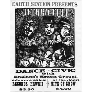Vtg Rock Hair Band Concert Flyer - Earth Station Jethro Tull Tuesday April 28